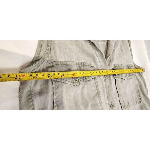 CLOTH & STONE by ANTHROPLOGY Green Chambray Utility Shirtdress sz XS Sleeveless - Picture 8 of 12